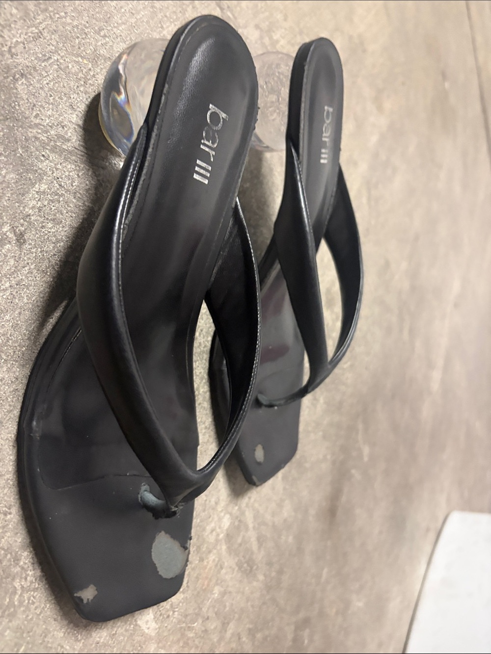 Bar III Black Square-Toe Thong Mules